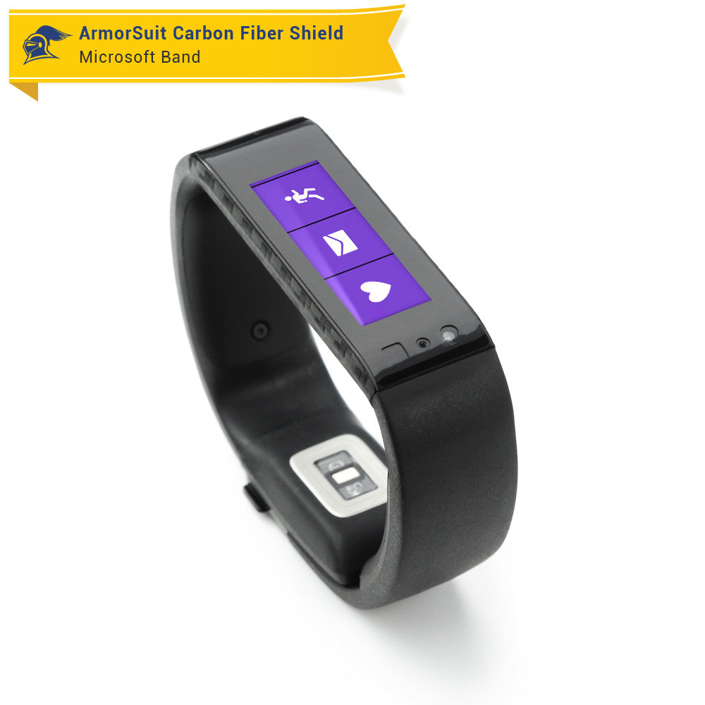 Microsoft Band Screen Protector + Black Carbon Fiber Skin