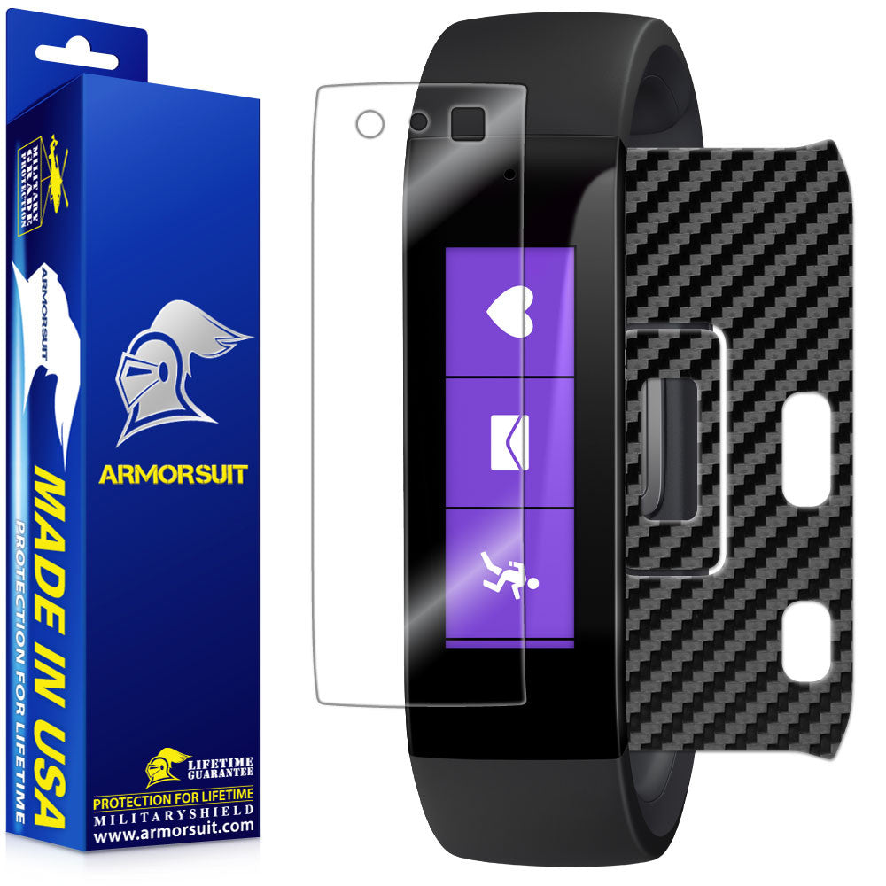 Microsoft Band Screen Protector + Black Carbon Fiber Skin