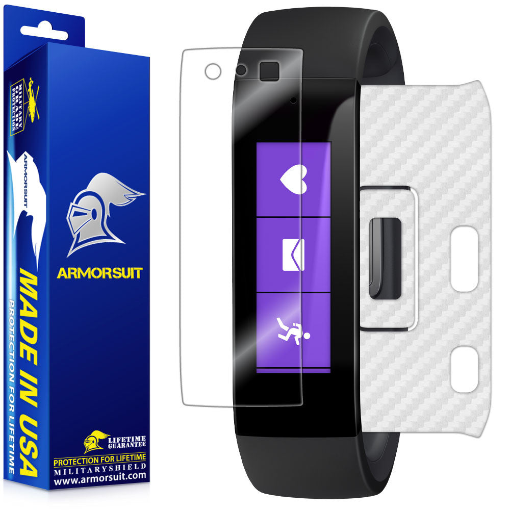 Microsoft Band Screen Protector + White Carbon Fiber Skin