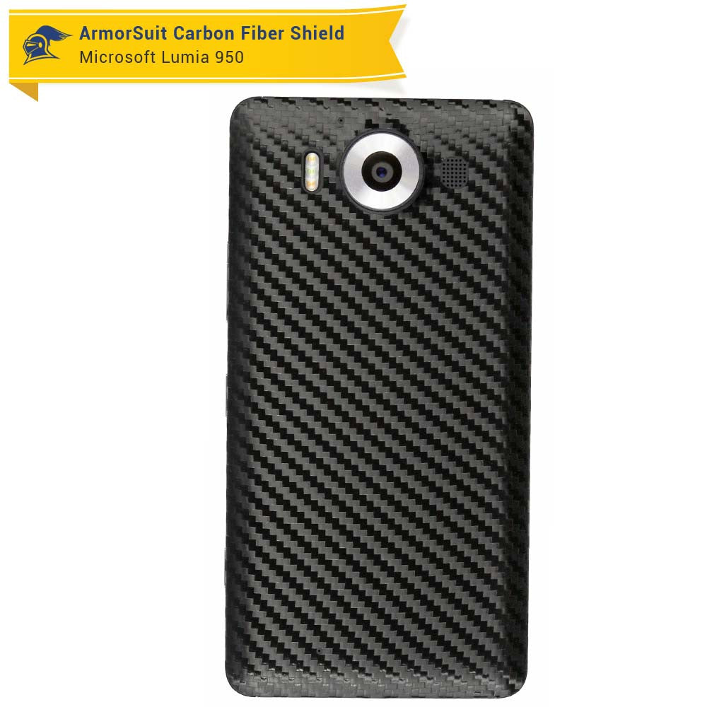 Microsoft Lumia 950 Screen Protector + Black Carbon Fiber Skin