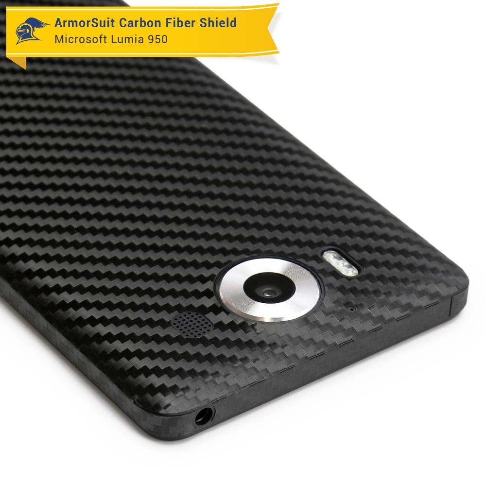 Microsoft Lumia 950 Screen Protector + Black Carbon Fiber Skin