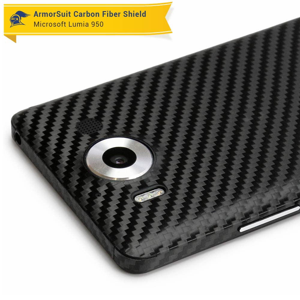 Microsoft Lumia 950 Screen Protector + Black Carbon Fiber Skin