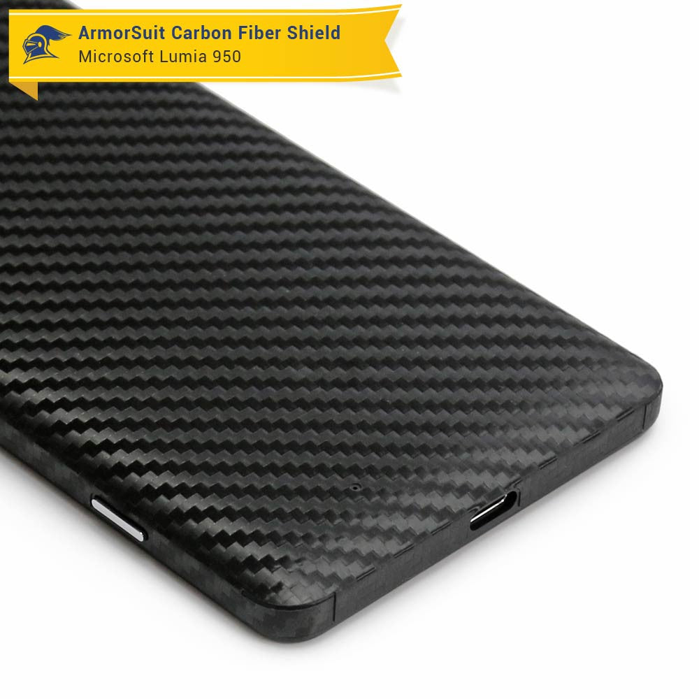 Microsoft Lumia 950 Screen Protector + Black Carbon Fiber Skin