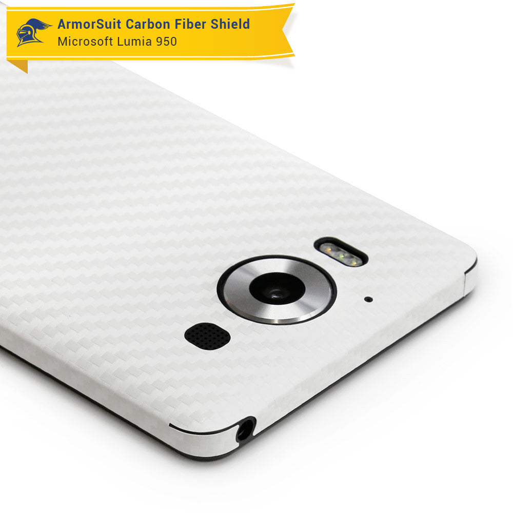 Microsoft Lumia 950 Screen Protector + White Carbon Fiber Skin
