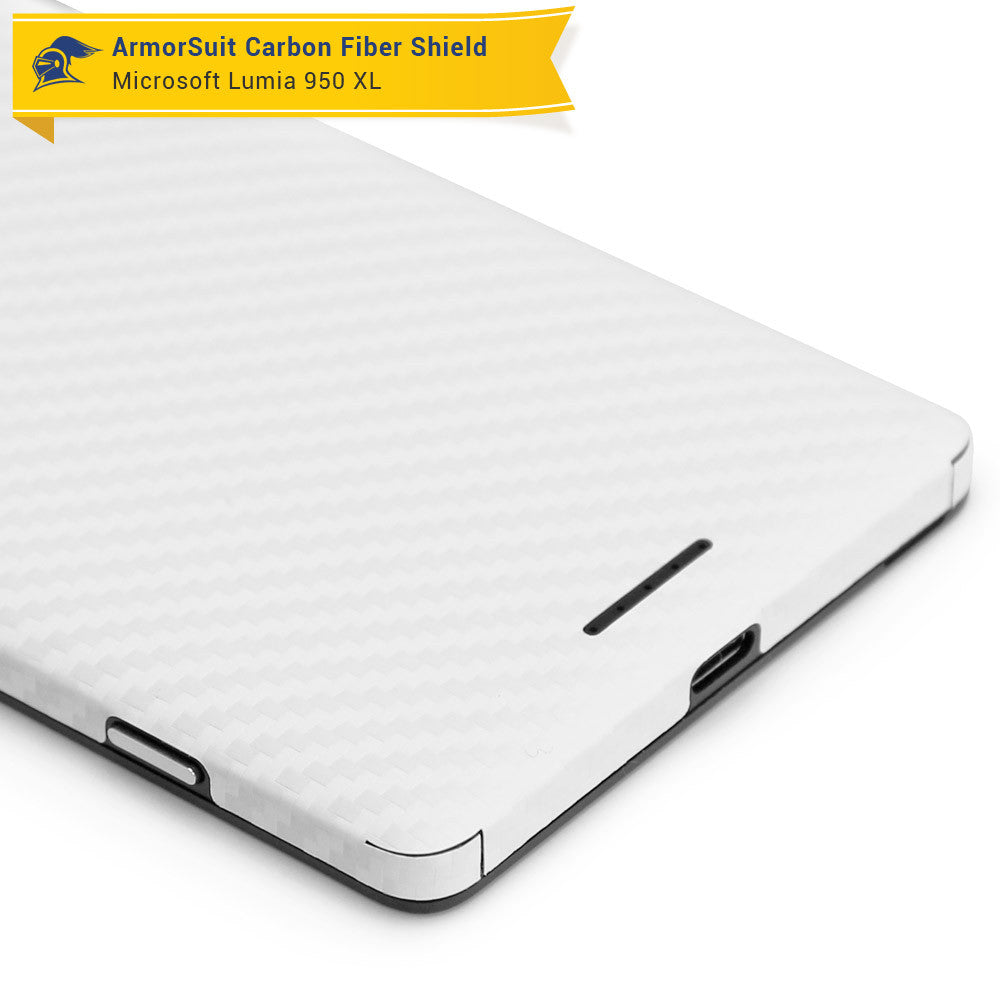 Microsoft Lumia 950 XL Screen Protector + White Carbon Fiber Skin