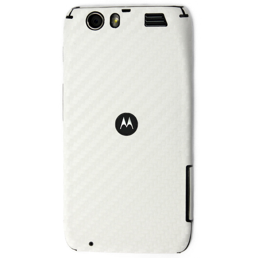Motorola Atrix HD Screen Protector + White Carbon Fiber Skin Protector