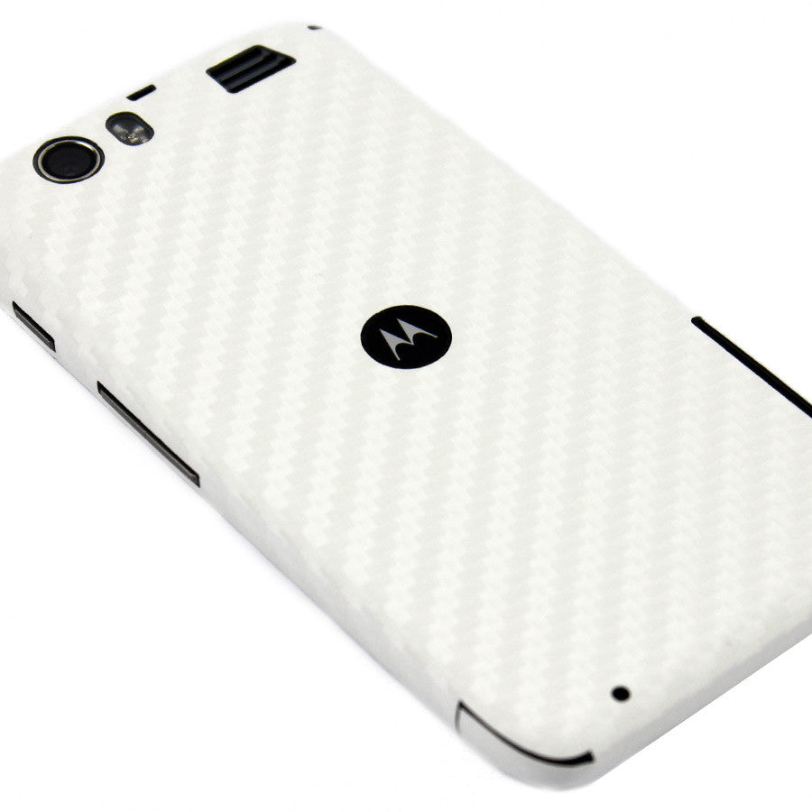 Motorola Atrix HD Screen Protector + White Carbon Fiber Skin Protector