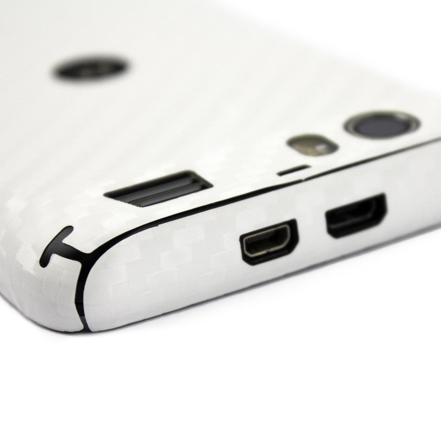 Motorola Atrix HD Screen Protector + White Carbon Fiber Skin Protector