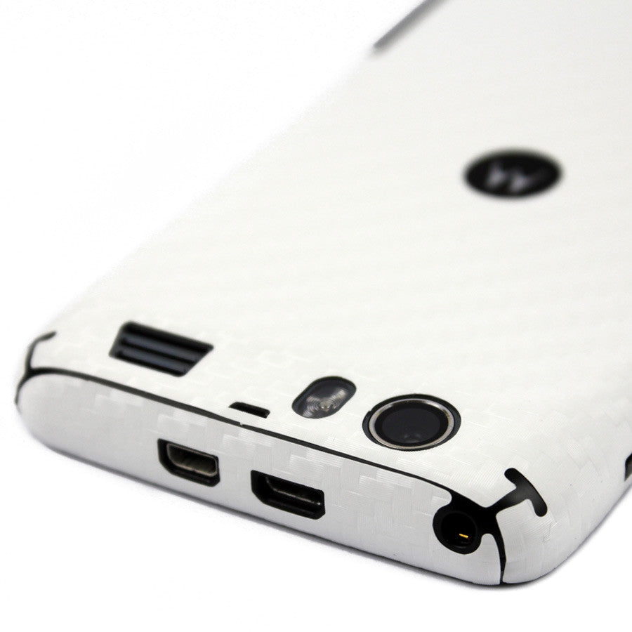 Motorola Atrix HD Screen Protector + White Carbon Fiber Skin Protector