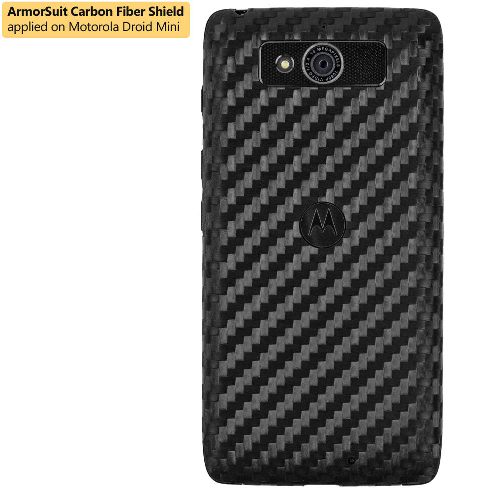 Motorola Droid Mini Screen Protector + Black Carbon Fiber Film Protector
