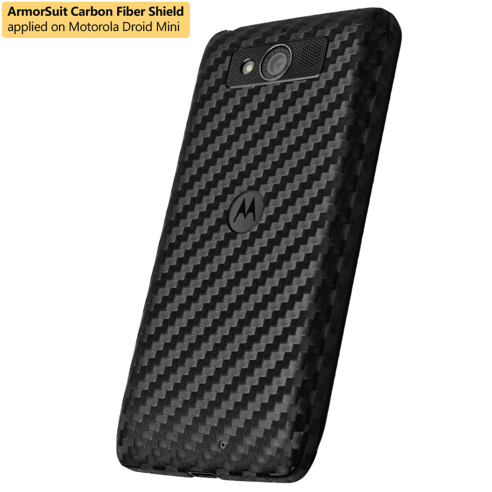 Motorola Droid Mini Screen Protector + Black Carbon Fiber Film Protector
