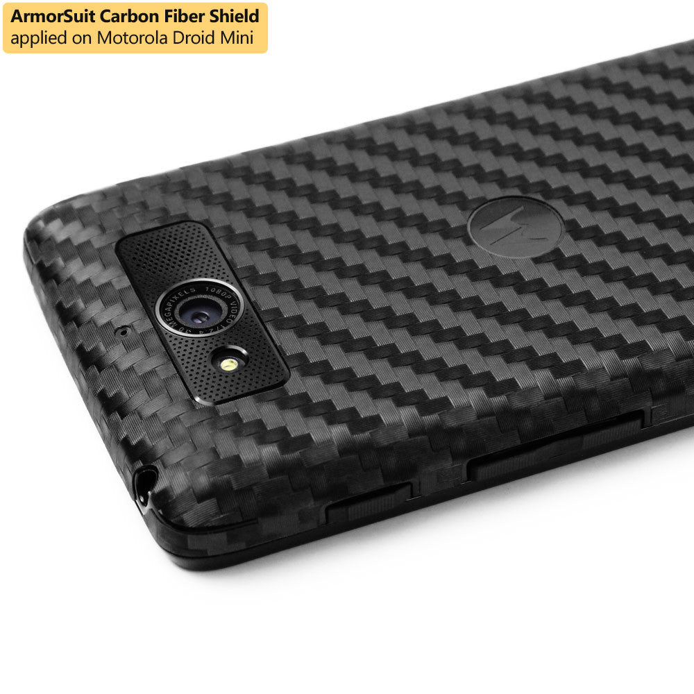 Motorola Droid Mini Screen Protector + Black Carbon Fiber Film Protector