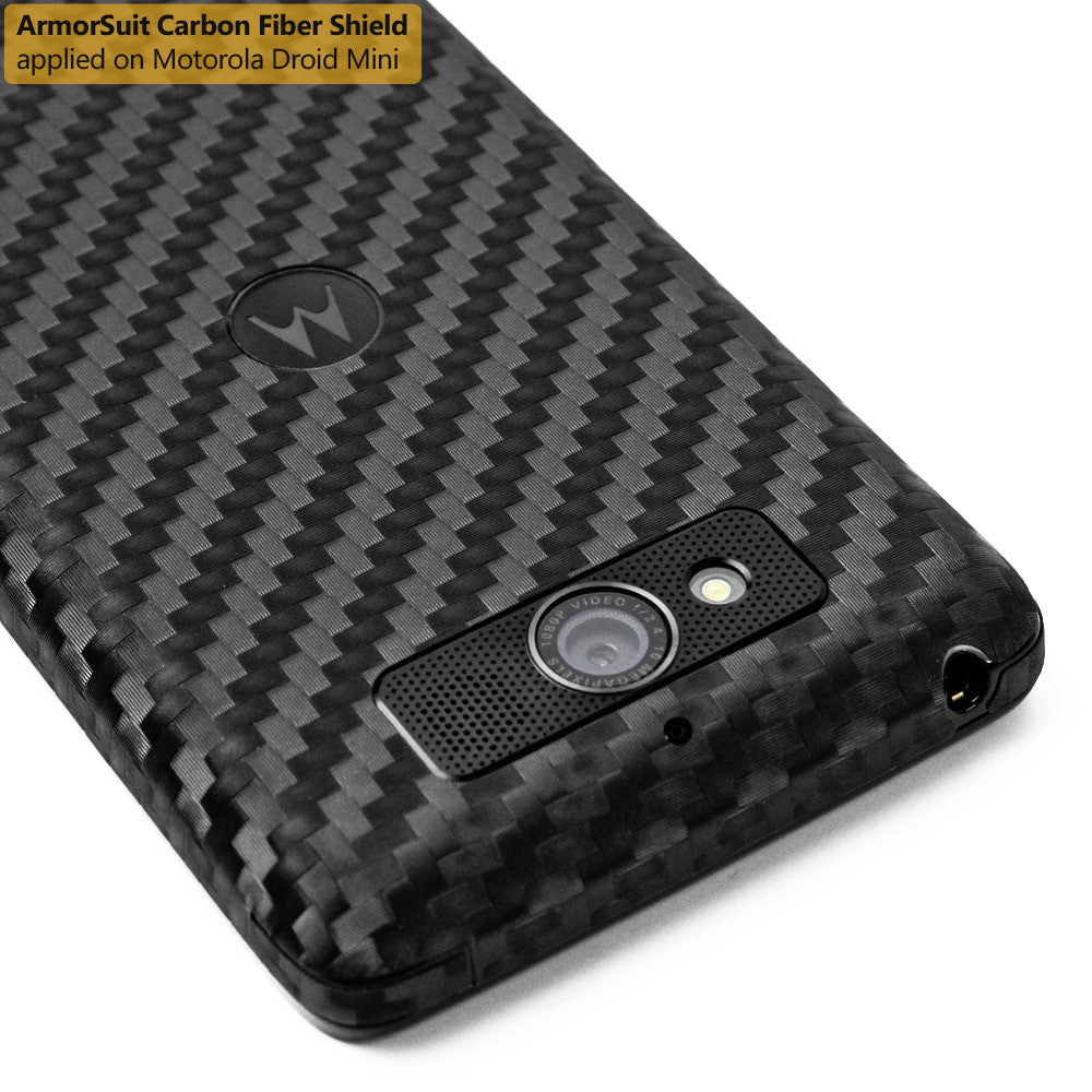 Motorola Droid Mini Screen Protector + Black Carbon Fiber Film Protector