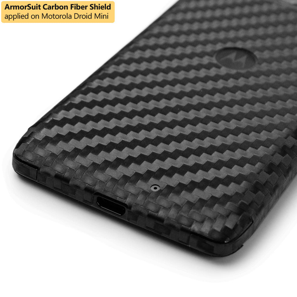 Motorola Droid Mini Screen Protector + Black Carbon Fiber Film Protector