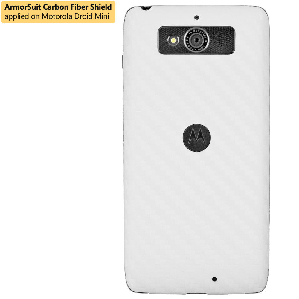 Motorola Droid Mini Screen Protector + White Carbon Fiber Film Protector