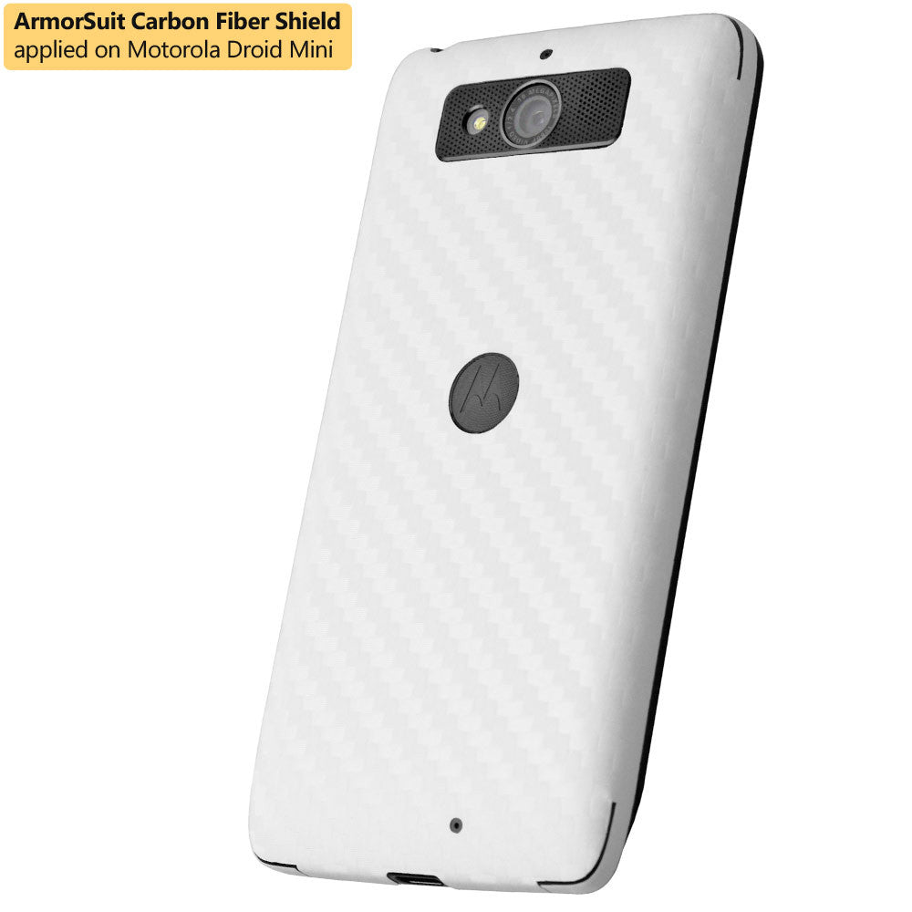 Motorola Droid Mini Screen Protector + White Carbon Fiber Film Protector