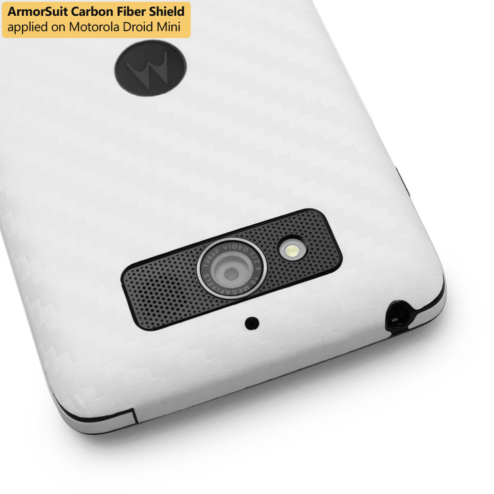 Motorola Droid Mini Screen Protector + White Carbon Fiber Film Protector