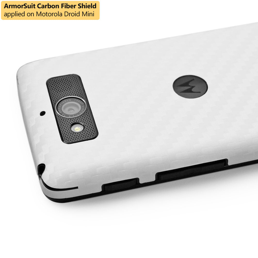 Motorola Droid Mini Screen Protector + White Carbon Fiber Film Protector