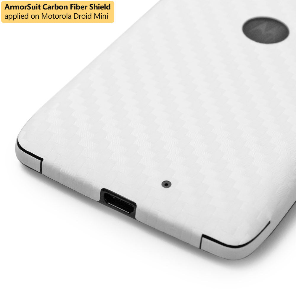 Motorola Droid Mini Screen Protector + White Carbon Fiber Film Protector