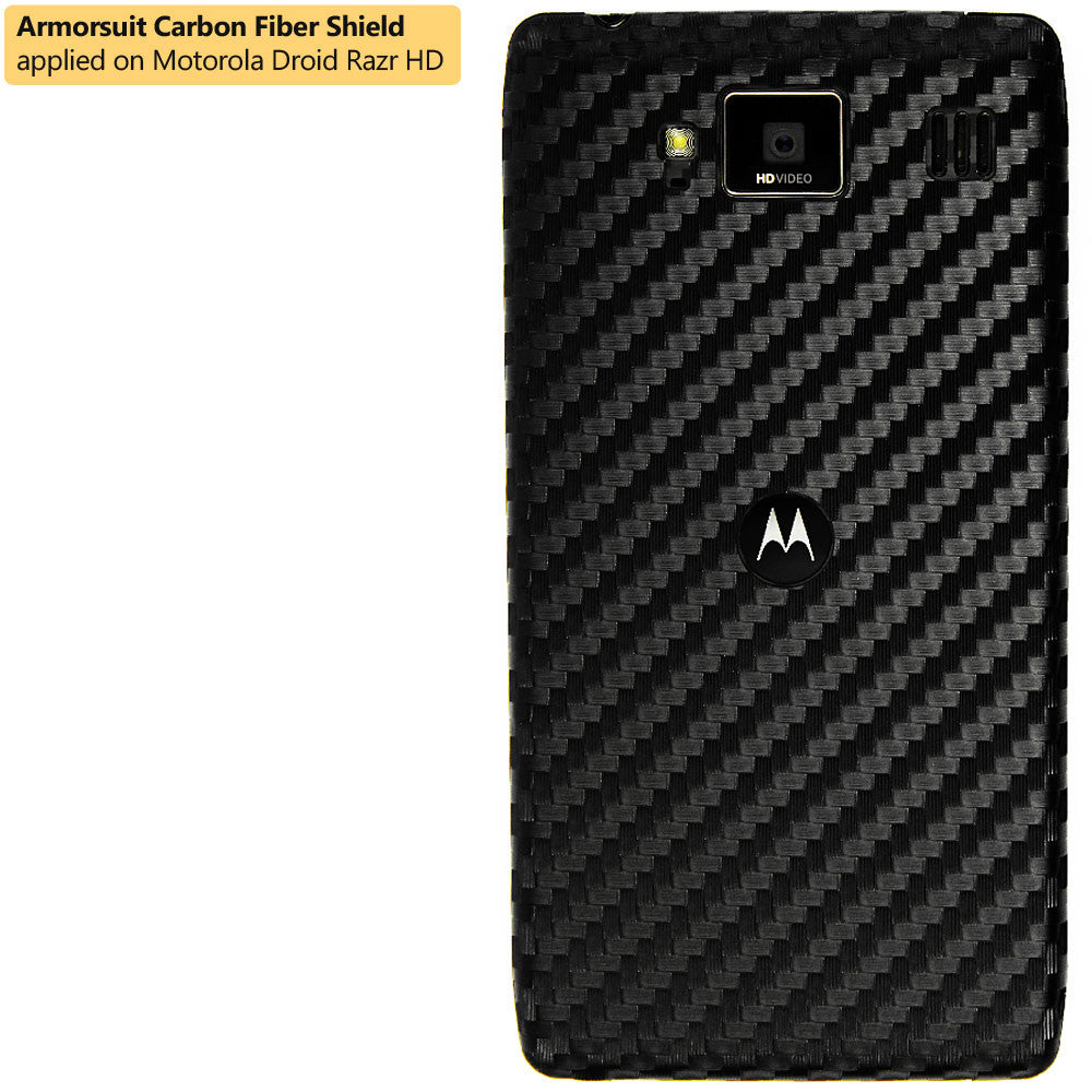 Motorola Droid Razr HD Screen Protector + Black Carbon Fiber Film Protector
