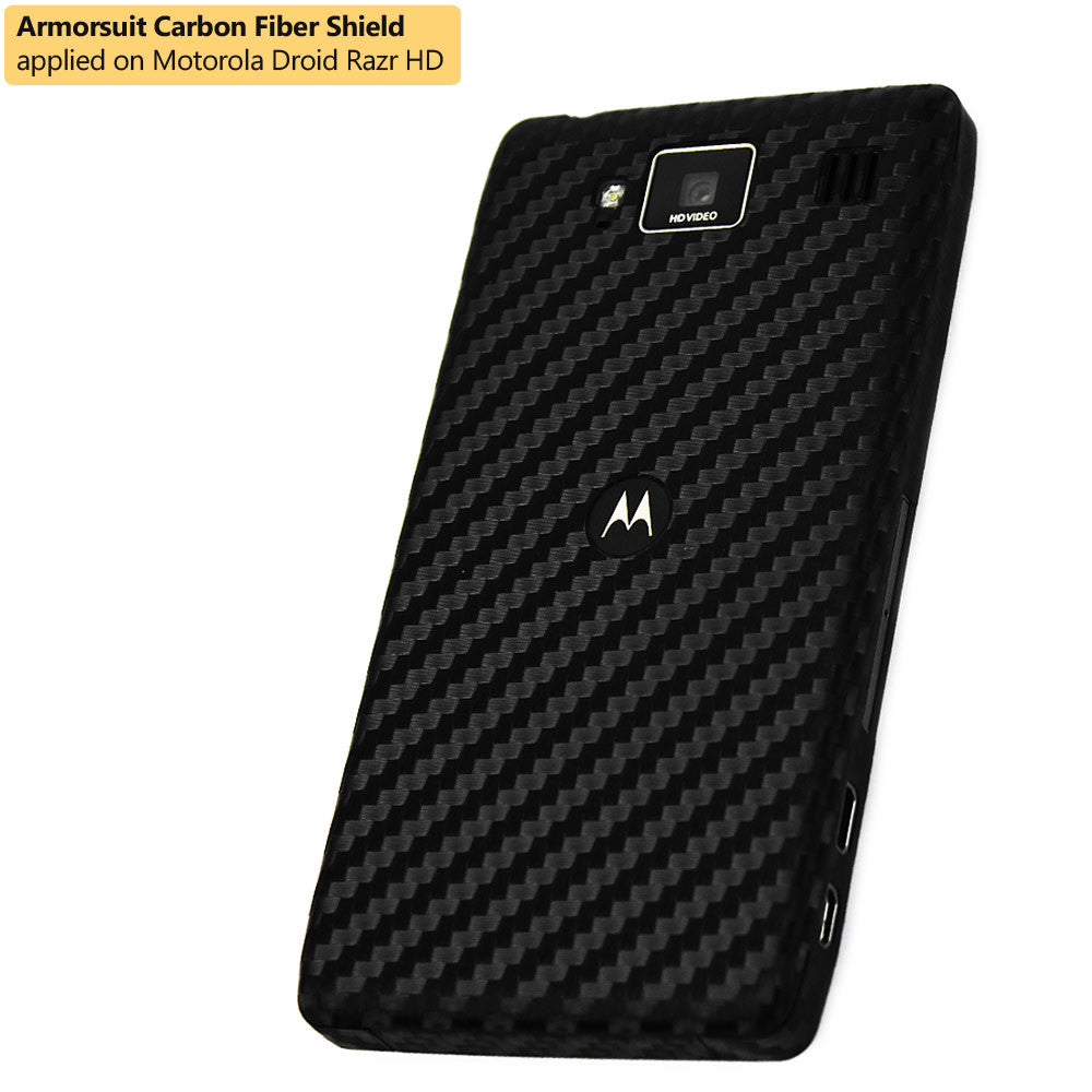 Motorola Droid Razr HD Screen Protector + Black Carbon Fiber Film Protector