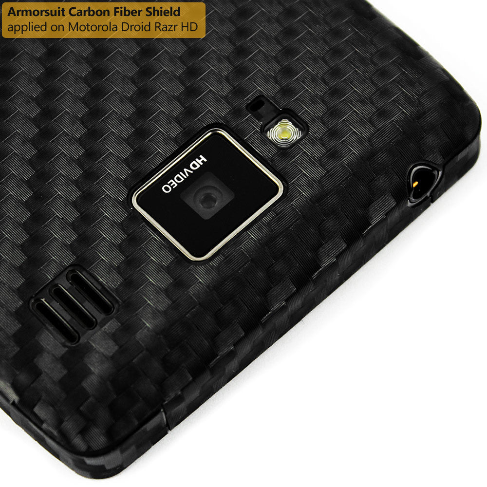 Motorola Droid Razr HD Screen Protector + Black Carbon Fiber Film Protector