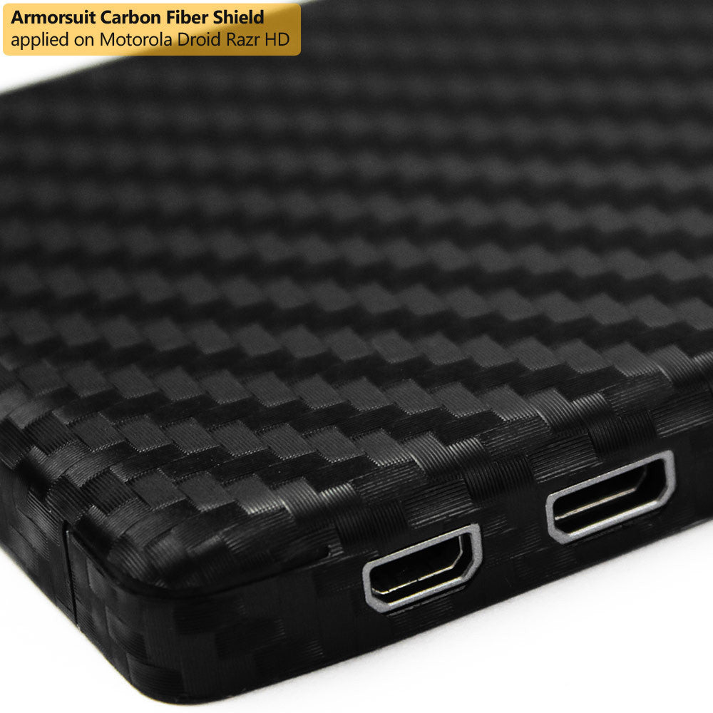 Motorola Droid Razr HD Screen Protector + Black Carbon Fiber Film Protector