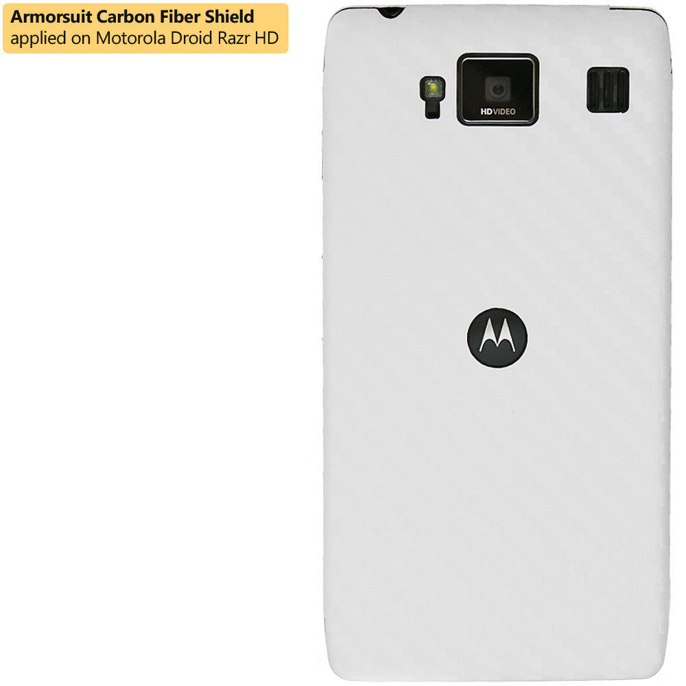 Motorola Droid Razr HD Screen Protector + White Carbon Fiber Film Protector