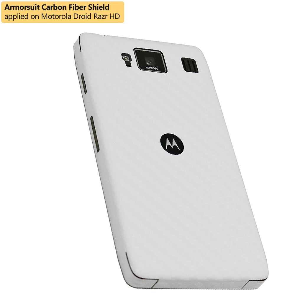 Motorola Droid Razr HD Screen Protector + White Carbon Fiber Film Protector