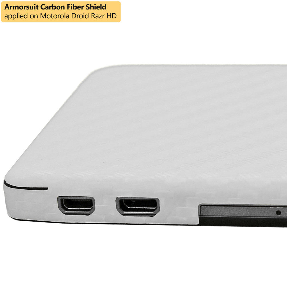Motorola Droid Razr HD Screen Protector + White Carbon Fiber Film Protector