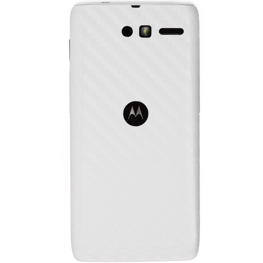 Motorola Luge / Motorola Droid RAZR M Screen Protector + White Carbon Fiber Skin Protector