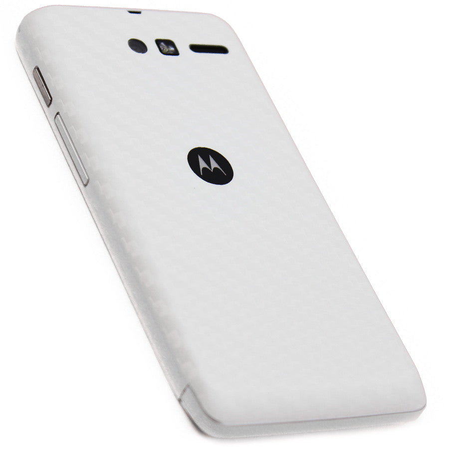 Motorola Luge / Motorola Droid RAZR M Screen Protector + White Carbon Fiber Skin Protector