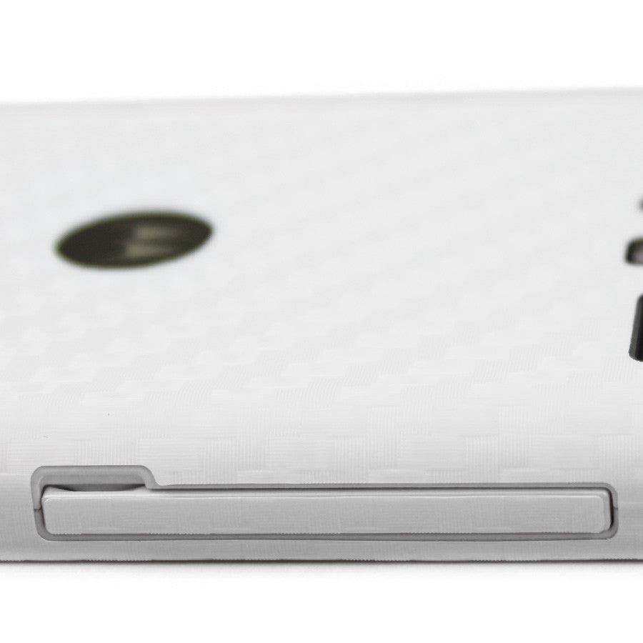 Motorola Luge / Motorola Droid RAZR M Screen Protector + White Carbon Fiber Skin Protector