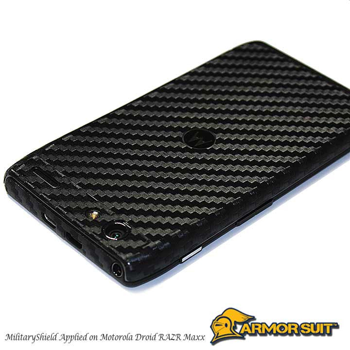 Motorola Droid Razr Maxx Screen Protector + Black Carbon Fiber Skin Protector