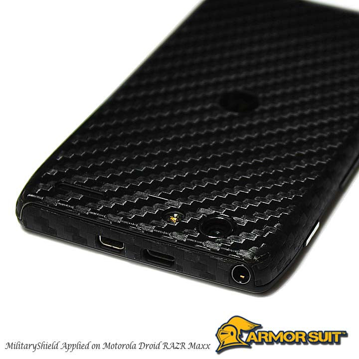 Motorola Droid Razr Maxx Screen Protector + Black Carbon Fiber Skin Protector
