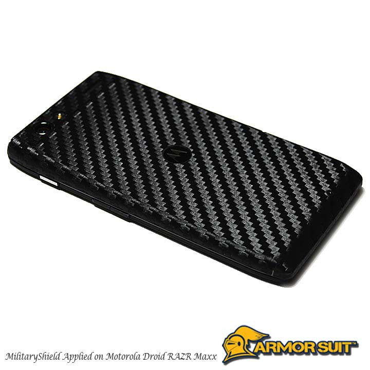 Motorola Droid Razr Maxx Screen Protector + Black Carbon Fiber Skin Protector