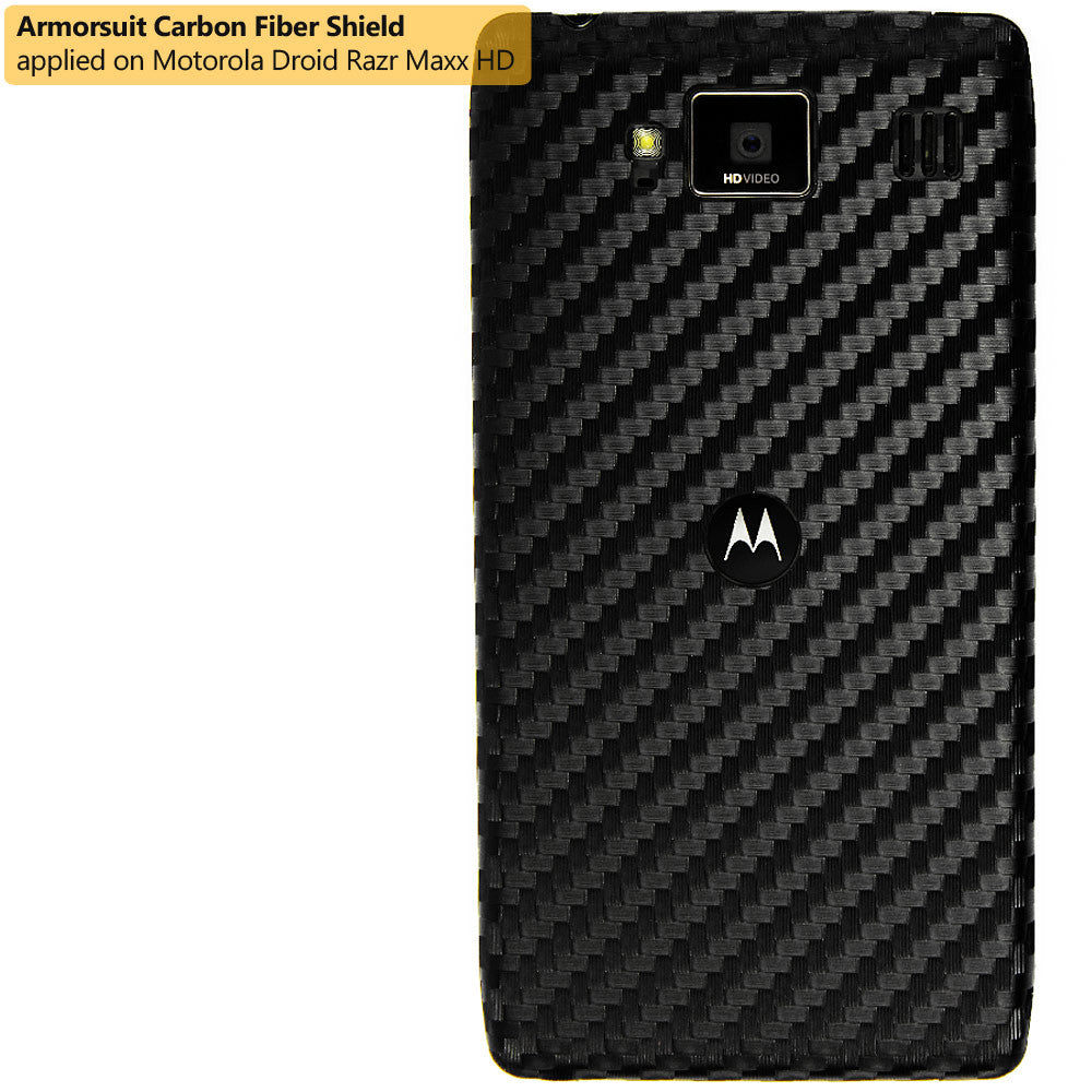 Motorola Droid Razr Maxx HD Screen Protector + Black Carbon Fiber Film Protector