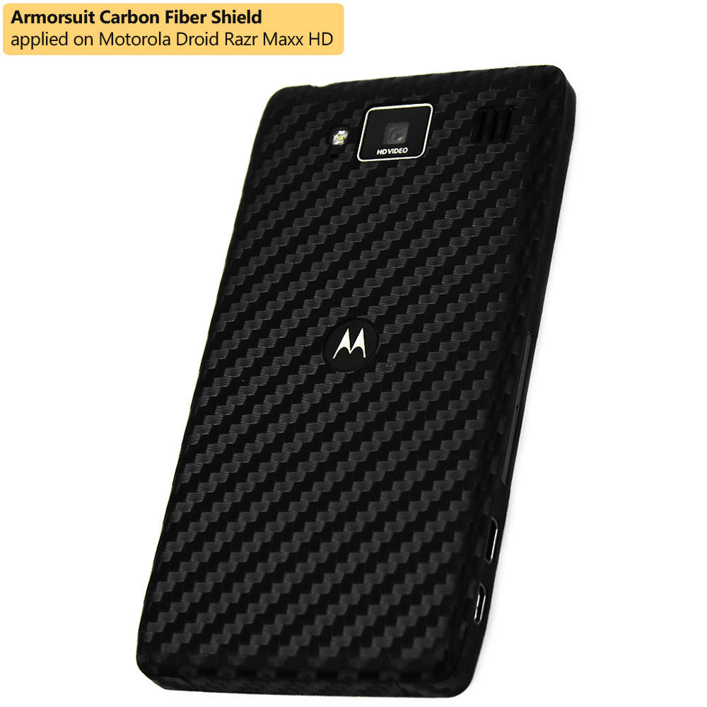 Motorola Droid Razr Maxx HD Screen Protector + Black Carbon Fiber Film Protector