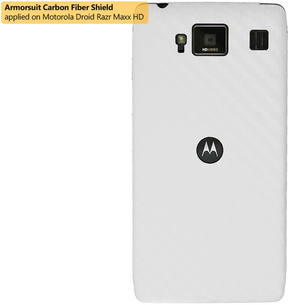 Motorola Droid Razr Maxx HD Screen Protector + White Carbon Fiber Film Protector