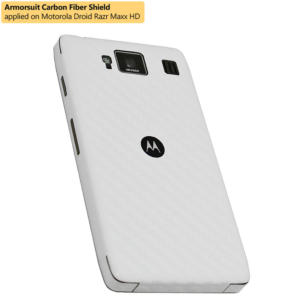 Motorola Droid Razr Maxx HD Screen Protector + White Carbon Fiber Film Protector