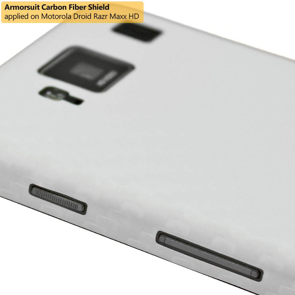 Motorola Droid Razr Maxx HD Screen Protector + White Carbon Fiber Film Protector