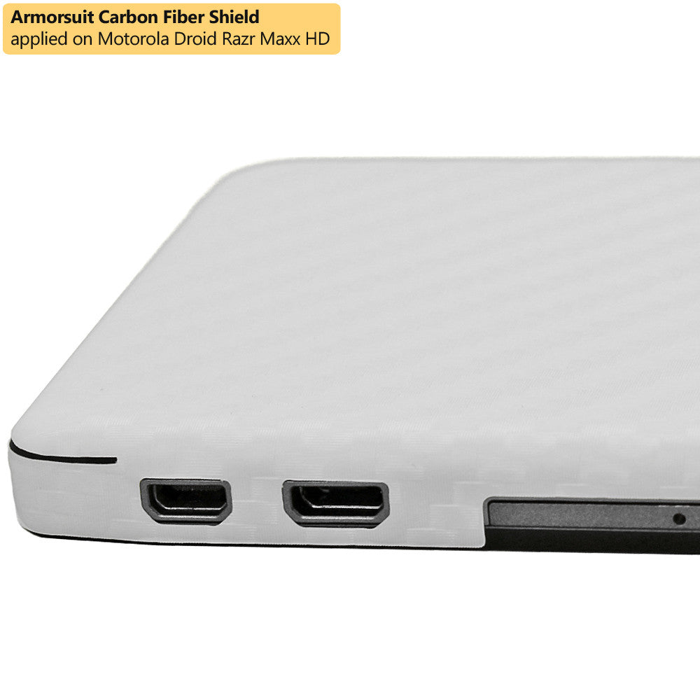 Motorola Droid Razr Maxx HD Screen Protector + White Carbon Fiber Film Protector
