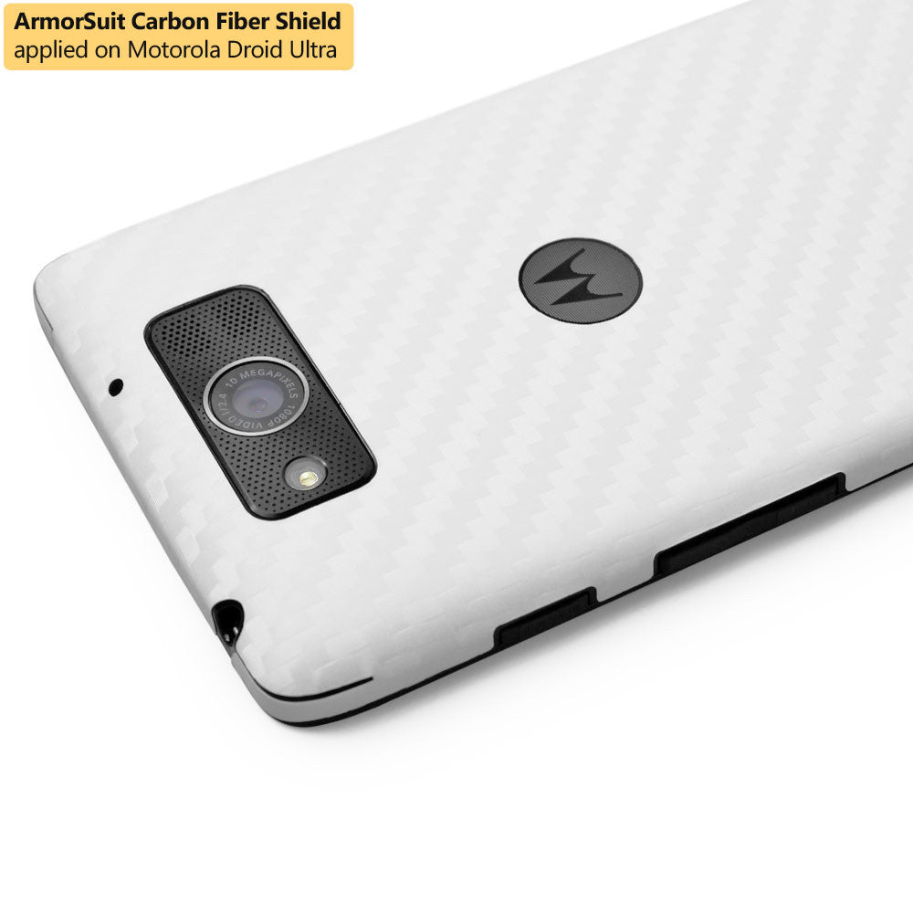 Motorola Droid Ultra Screen Protector + White Carbon Fiber Film Protector