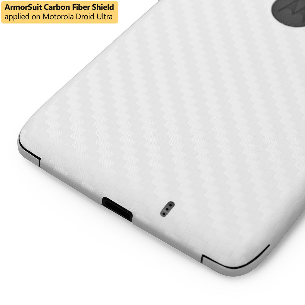 Motorola Droid Ultra Screen Protector + White Carbon Fiber Film Protector