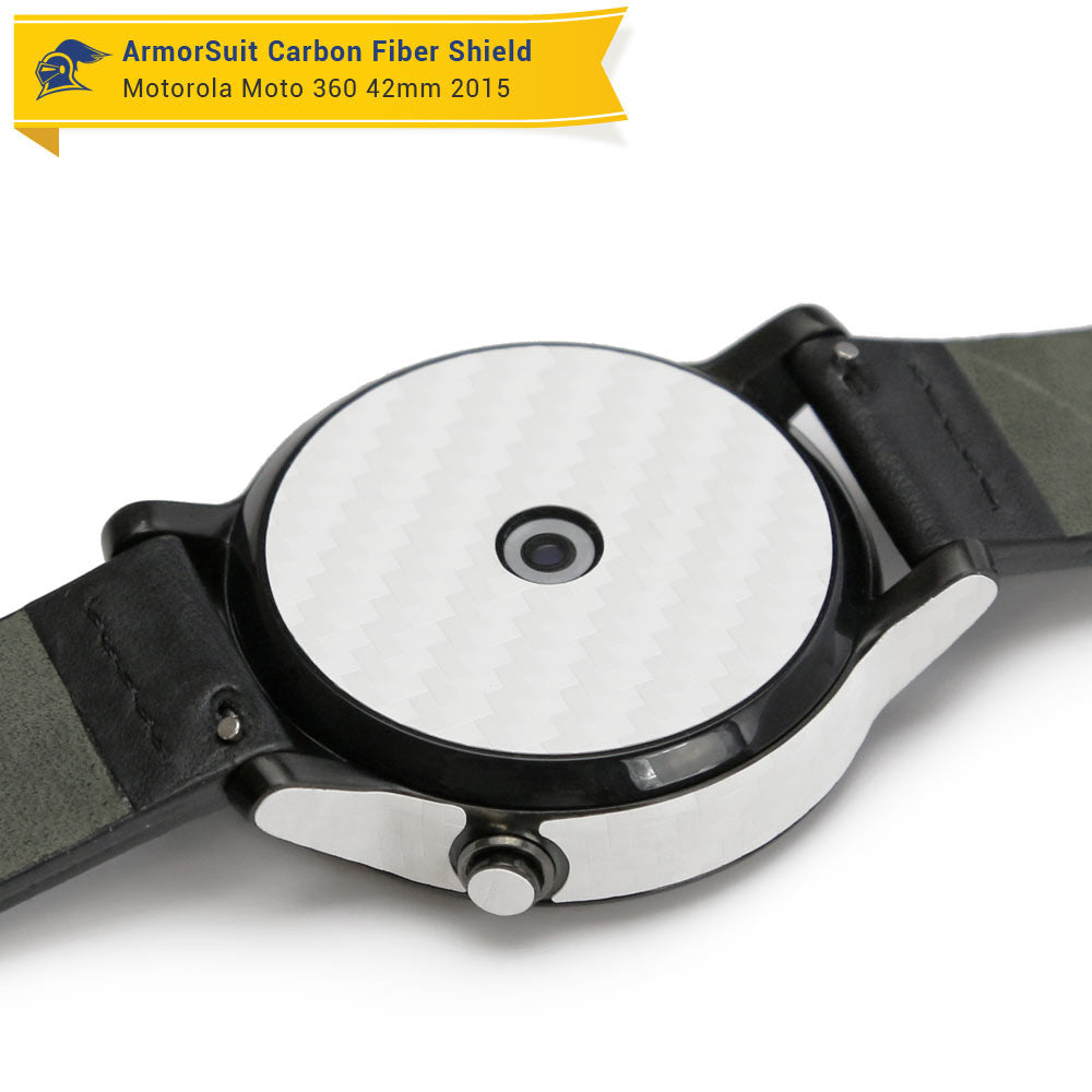 Motorola Moto 360 46mm 2nd Generation 2015 Screen Protector + White Carbon Fiber Skin