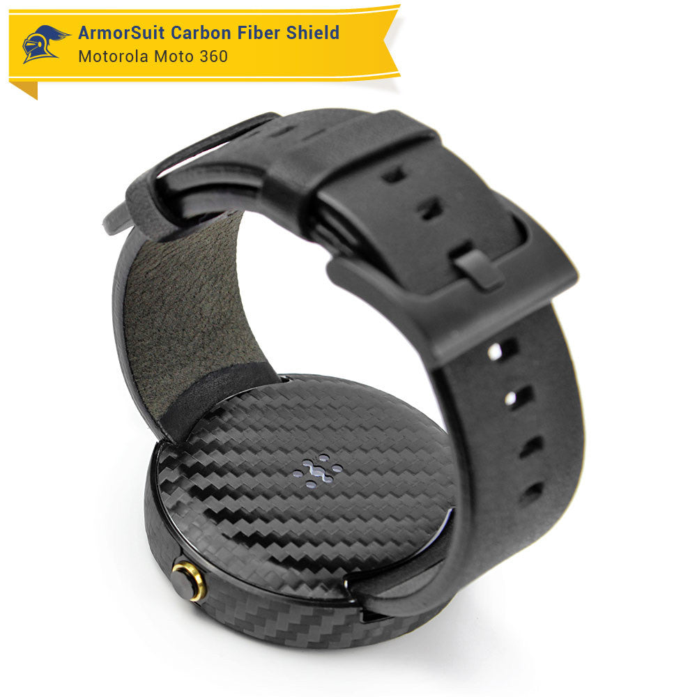 Motorola Moto 360 23mm Screen Protector + Black Carbon Fiber Film Protector
