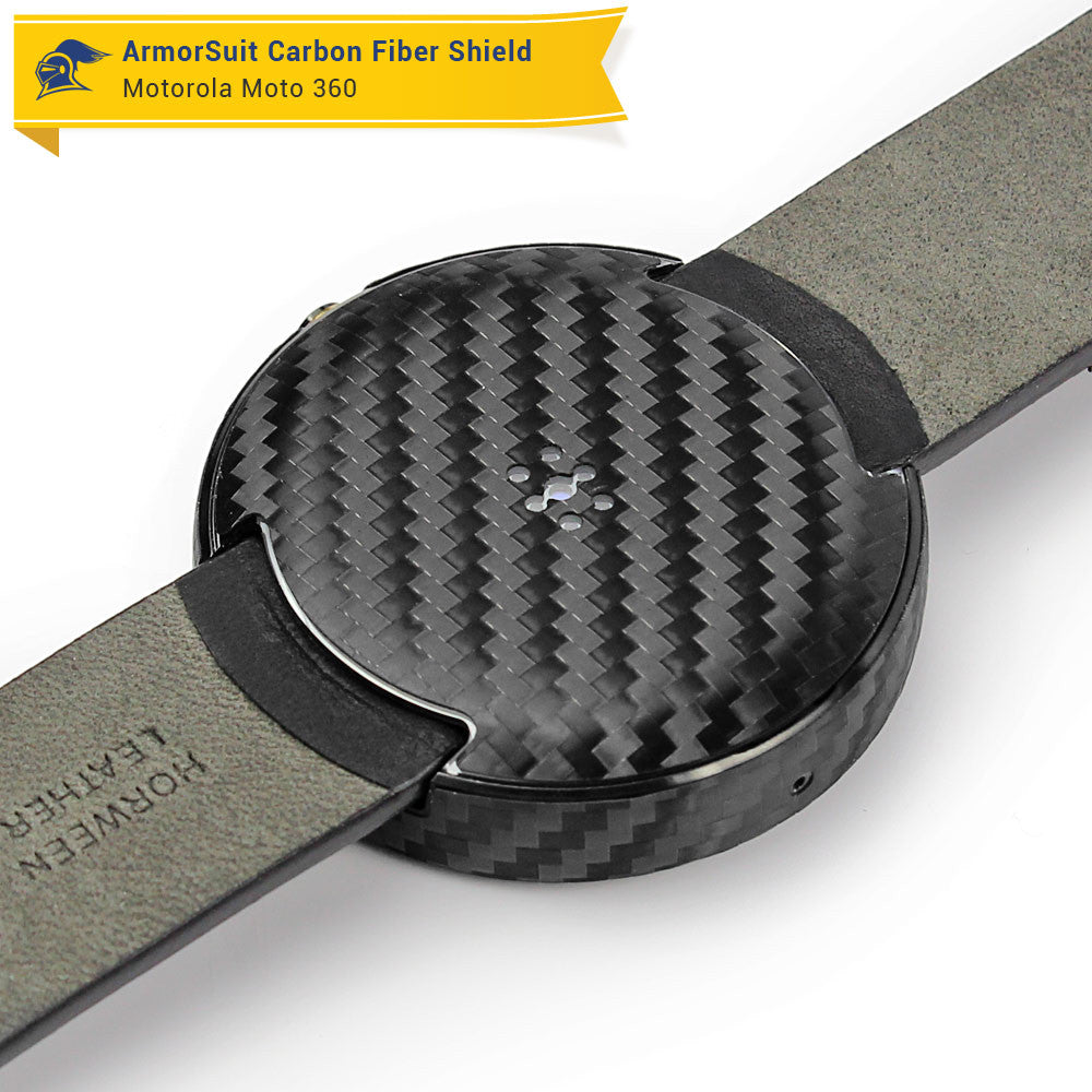 Motorola Moto 360 23mm Screen Protector + Black Carbon Fiber Film Protector