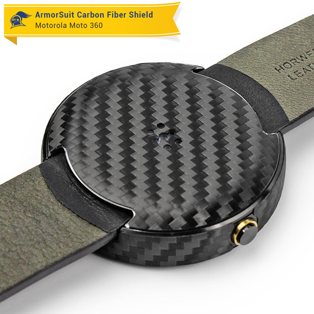 Motorola Moto 360 23mm Screen Protector + Black Carbon Fiber Film Protector