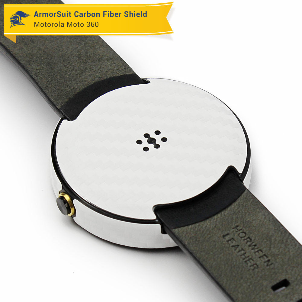 Motorola Moto 360 23mm Screen Protector + White Carbon Fiber Film Protector