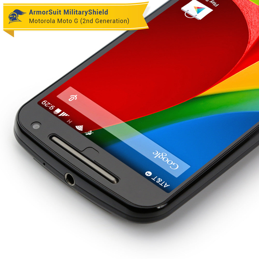 Motorola Moto G (2nd Generation 2014) Screen Protector + Black Carbon Fiber Skin